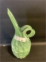 Vtg. hand blown glass pitcher 7.75"h