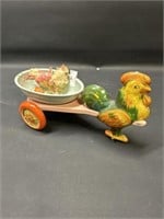 Vtg 1920's - 1940's Old Tin Chicken & Trailer Toy
