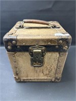 Antique hat trunk leather handle & metal clasp