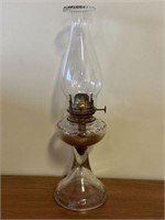 Antique oil lamp beaded around base 16" high