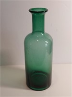 Hand Blown Green Flashed Bottle Vase. There Are