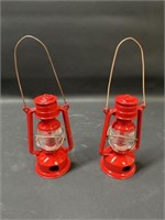 2 metal red lantern pencil sharpeners 5"h