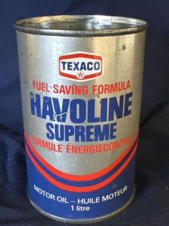 Vintage Texaco Havolins Supreme Motor Oil Tin