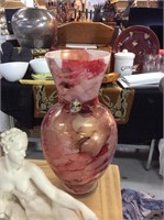 Pink swirl art glass vase