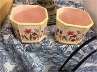 Pair of small pink planters