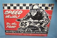 Speed thrills motorcycle racing retro style advert