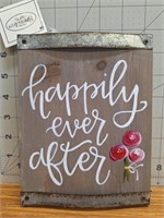 Wooden sign  "happily ever after" by Brownlow