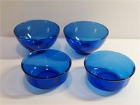 4pc Vintage Cobalt Glass Bowls Arcoroc France 2