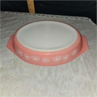 pink pyrex divided bowl