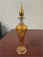 Vintage Egyptian Hand Blown Amber Perfume Bottle