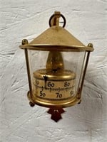 Vintage Brass Wall Lantern Thermometer