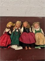 4 Vintage/Antique Plastic Ethnic Dolls