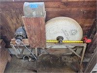Antique Stone Grinding Wheel w/ Electric Motor