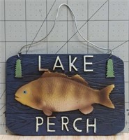 "lake Perch" wooden sign