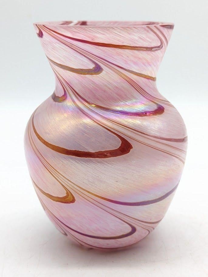 Pink And Red Swirl Vase Hand Made