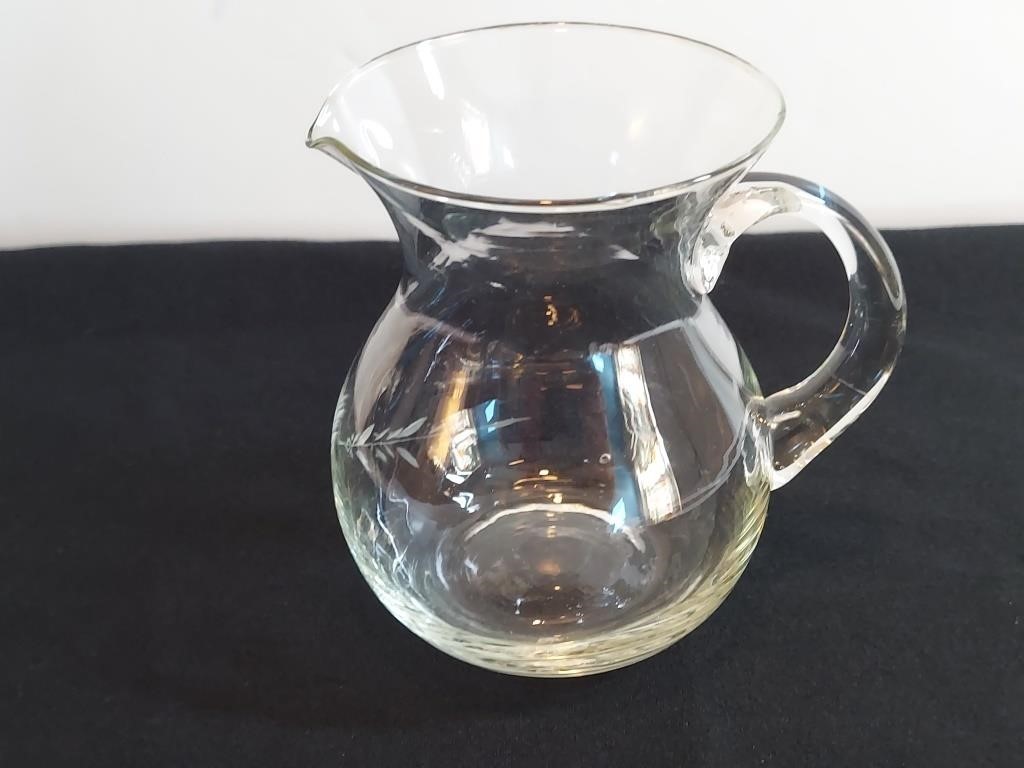 Hand Blown Water Pitcher. Some Air Inclusion