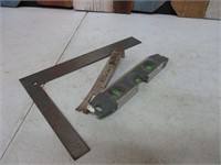 Lot of Tools - Square, Nail Puller & Level