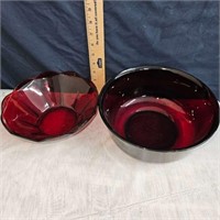 2 ruby red bowls