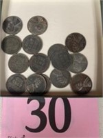 15 PC SILVER PENNIES 1943
