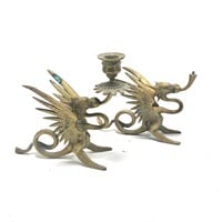 Vintage Solid Brass Dragon Candle Sticks