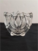 Rare Walther And Son Footed Crystal Bowl Frosted