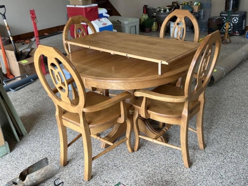 Dining Table, 1 Leaf, 4 Chairs