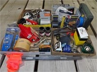 4 Flats of Miscellaneous Tools, Hardware, Drivers