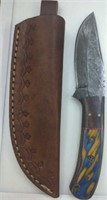 Real Damascus steel knife with sheath