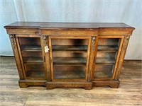 Victorian Marquetry Inlay Breakfront Cabinet