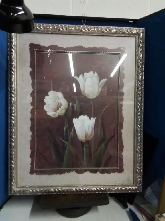 Beautiful gold ornate framed floral 24 / 31 inches