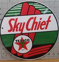 Sky Chief enamelware round sign