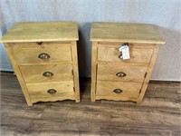 Pair of Rustic Pine Bedside Cabinets Wear