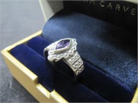STERLING AMETHYST RING - SIZE 5 1/2