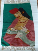 Mexico Folk Art Mother And Child Hand Woven 27x40"