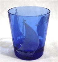 Blue Sailboat Glass - 3.25 tall