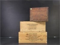 Lot of (3) Early Wooden Powder and Ammo Boxes