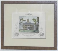 Augusta Georgia City Hall Colored Engraving