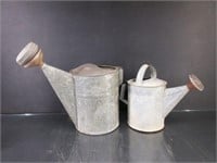 Lot of (2) Galvinized Watering Cans