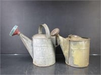 Lot of (2) Galvinized Watering Cans
