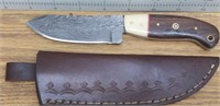 REAL Damascus steel knife with leather sheath