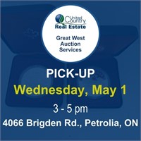 Pick-up Wednesday, May 1, 2024 from 3-5 pm at