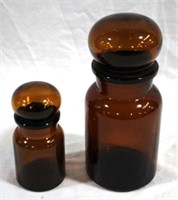 2 Glass Jars w/ lids - 5" & 8.5"