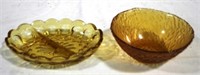 2pc Amber Glass Dishes