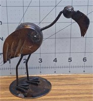 Recycled metal art flamingo