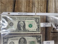 1988A, 1934 $1, $50, $1
