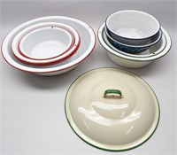 Red, Green, Blue, & White Graniteware