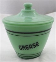 Jadeite covered grease jar
