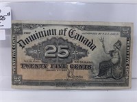 1900 Canada 25 Cent Bill. Harder To Find.