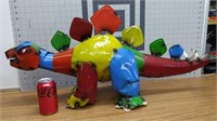 32" X16" recycled metal yard art dinosaur