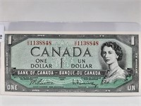 1954 Choice Uncirculated Canada $1 Bill. A Real